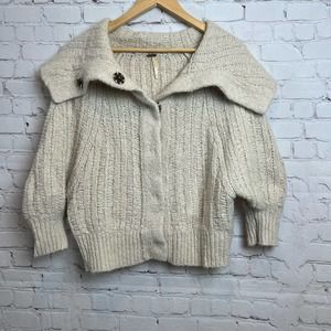 FREE PEOPLE Cream Chunky Cropped Sweater M